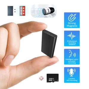 500 ore Espia Grabadora De Voz Oculto Pequeño Activado voz Magnetismo De Audio 32G - Foto 1 di 14
