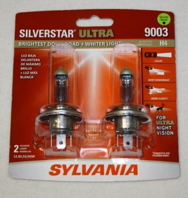 Sylvania Silverstar ULTRA 9003/H4 Pair Set High Performance Headlight Bulbs NEW - Image 1 of 4