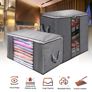 Storage Bag Clothes Blanket Quilt Closet Sweater Foldable Organizer Box Pouch US - Picture 1 of 36