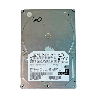 Hitachi IC35L060AVER07 61.5GB 3.5" IDE ATA/100 7200RPM Vintage HDD - Image 1 of 3