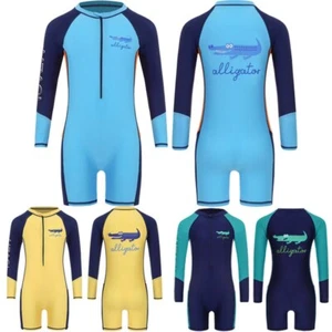 Boy Jumpsuit Long Sleeve Bodysuit Pool Swimsuit Surfing Uniform Rash Guard - Picture 1 of 40