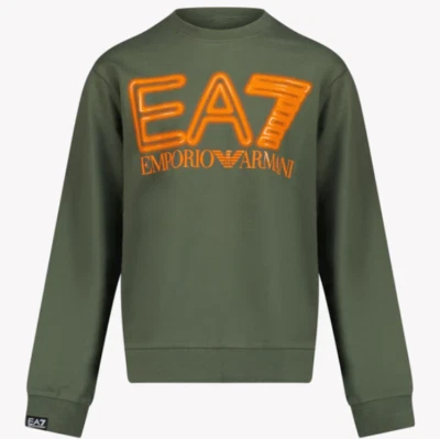 Sudadera Niño EA7 Emporio Armani Cuello Redondo Algodón Logo 3DBM62 1846 Verde - Imagen 1 de 3