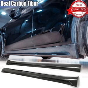 Divisor de labios de extensión de faldón lateral de fibra de carbono real para Tesla Model Y SUV 2019UP - Imagen 1 de 12