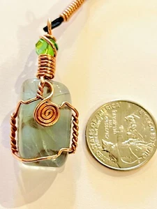 Fluorite Wire Wrap Pendant Copper Wire Wrap Jewelry Necklace - Picture 1 of 2