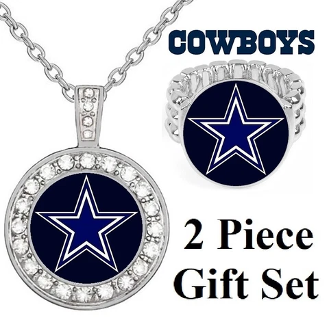 Dallas Cowboys Gift Set Womens 925 Sterling Silver Necklace With Ring D2D18 Cover