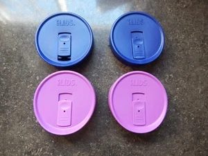 iLIDS Einmachglas Getränkedeckel mit breiter Öffnung, 4 Stück. 2 blaue und 2 lila - Bild 1 von 2