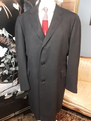 VTG 1960s 60s Tweed Overcoat H. Freeman Dark Gray Wool Men's Size 44 Tall - Image 1 of 4