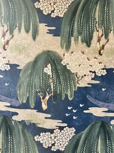 Anna French/Thibaut Anna French Af23110 Willow Tree Navy Fabric 5 5/8 Yards - Picture 1 of 7