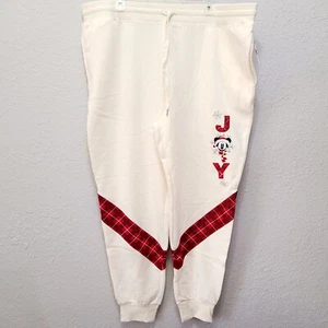 1X Disney World Parks Christmas Mickey Jogger Sweatpants NEW 2021 JOY Snowflake - Picture 1 of 5