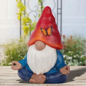 MEDITATING GNOME STATUE Outdoor/Indoor 9 Inch - Picture 1 of 5