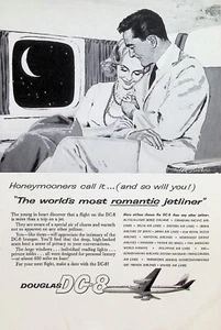 VINTAGE 1960s Print Ad ~ Douglas DC-8 ~ The world's most romantic jetliner - Picture 1 of 1