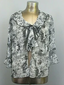 Top Christopher Banks transparente con volantes para mujer talla PXL pecho 46 corbata delantera 206-21841 - Imagen 1 de 7