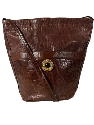 Joseph B. Exclusivo Bolso Cubo Mediano Vintage Años 80 Cuero Marrón Caramelo Repujado Foto 1 de 4