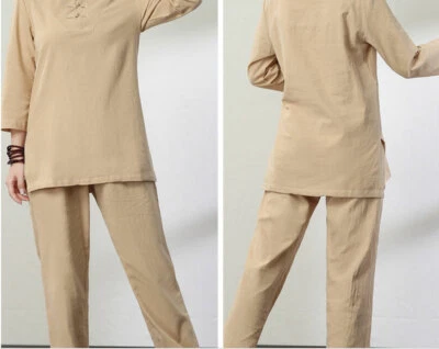 Womens Martial Arts Wushu Tai Chi Yoga Set Kung Fu Suit Pants Top casual clothes - Image 1 of 4