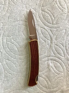 Vtg Buck 529A Buckskin Burgundy Lockback Lizard / Eel Handle Pocket Knife - Picture 1 of 14