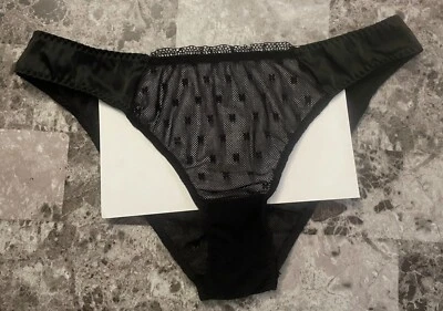 NWT INTIMISSIMI M BLACK SMOOTH BUTTERFLY RHINESTONE MESH RARE BIKINI PANTIES - Image 1 of 4