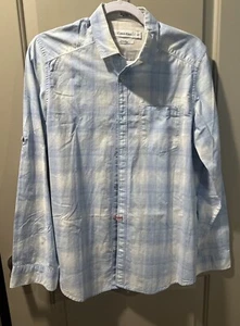 Calvin Klein Dress Shirt Slim Fit Light Blue Plaid Size S/P - Picture 1 of 5