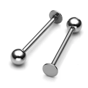 14G 5/8" 3/4" 7/8" 1” XL LONG Dimple Maker Cheek Piercing Steel Labret Stud Ring - Picture 1 of 7