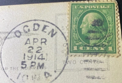   Rare Green Line 1 cent George Washington Stamp one cent on Postcard vintage - Image 1 of 4