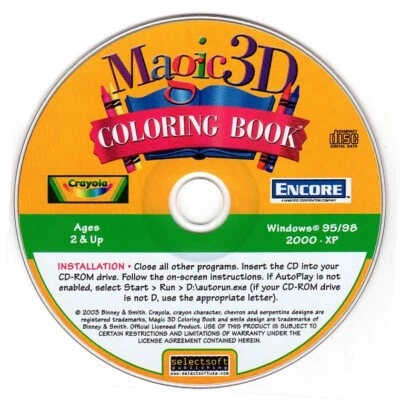 Crayola Magic 3D Coloring Book (Ages 2+) (PC-CD, 2003) Windows -NEW CD in SLEEVE - Image 1 of 3