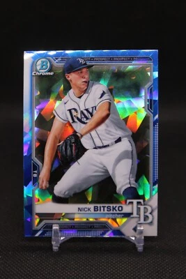 2021 Bowman Chrome SAPPHIRE Nick Bitsko #BCP-143 Tampa Bay Rays Prospect RC - Image 1 of 2