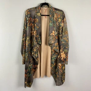 Solitaire Jacket Size XL Open Front Faux Suede Floral Print - Picture 1 of 10