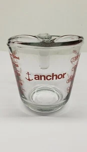 VTG Anchor Hocking #696  8 oz. One Cup Glass Measuring Cup Red Lettering - Picture 1 of 11