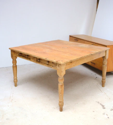 Primitive Antique Pine Square Farmhouse Dining Breakfast Table Cover