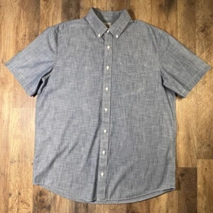 L.L. Bean Traditional Fit Chambray Denim Short Sleeve Shirt Large Tall LT Boxy . - Picture 1 of 6