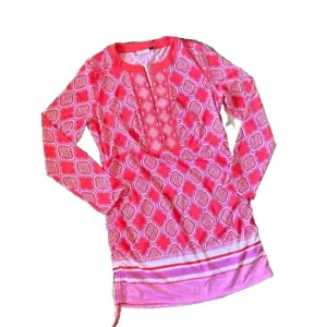 Cabana Life NWT UPF 50+ Coral Lattice Ruched Rashguard Dress Size XL swim cover - Picture 1 of 9