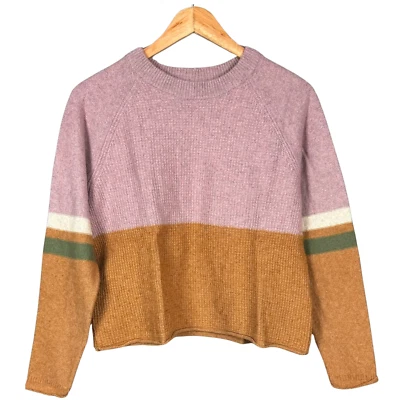 Suéter Madewell Mujer Bloque de Color Lana Merino Mezcla Algodón Mediano Lindo Y2K Foto 1 de 4