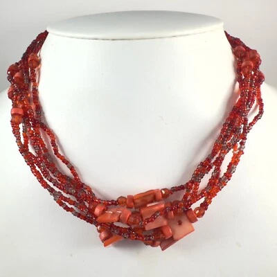 JOYERÍA MODERNA Cuentas Semilla de Vidrio y Collar Madreperla Teñido 18" Foto 1 de 4