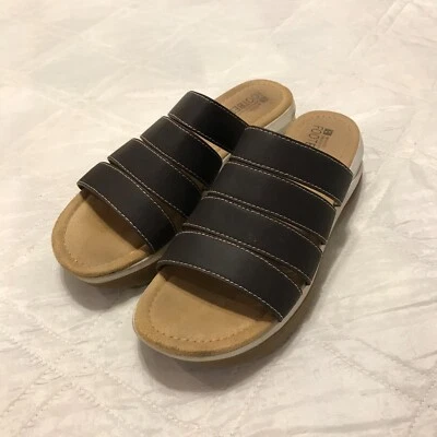 White Mountain Fascinate Footbeds Black Wedge Sandals Womens size 8.5 - Image 1 of 4