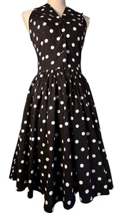 Vintage 80er 90er Robbie Bee gepunktetes Neckholder-Midikleid Damengröße 8 Marilyn Monroe - Bild 1 von 24