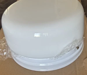 TROMMELLEUCHTE 8 Zoll Opalglas DECKENLEUCHTE Basic weißer Rand Kuppel Bauunternehmer - Bild 1 von 21