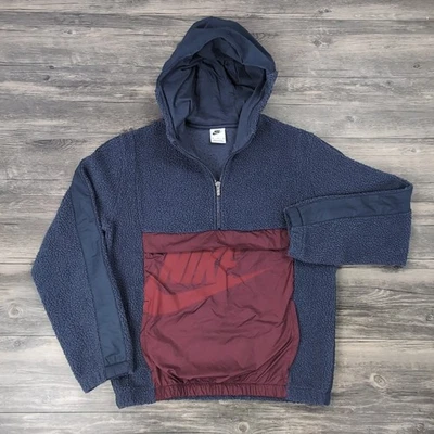 Nike женщин шерпа куртка DJ5492-437 размер XL 1/2 молнии ретро толстовка с капюшоном пуловер - Изображение 1 из 4