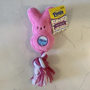 Peeps rosa Seil Spielzeug mit Quietscher für kleine Hunde neu mit Etikett - Bild 1 von 4