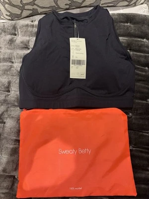 Sweaty Betty Power Contour Zip Bra Black Size M - Image 1 of 3