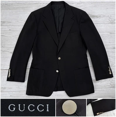 Blazer Tom Ford Era Gucci Archivo Negro Parche Bolsillo con Botones de Metal, 38R 40R Foto 1 de 4