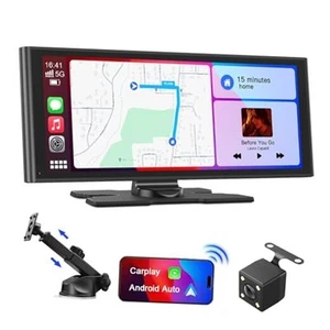 9.26" Carplay Android Auto Screen for Car with Backup Camera, Portable - Picture 1 of 8