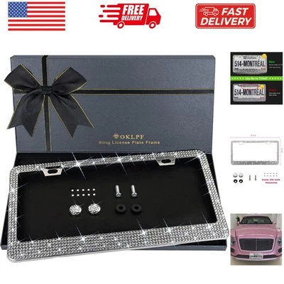 Sparkly Bling Stainless Steel License Plate Frames for Women, 1PCS | Over 100... - Image 1 of 4