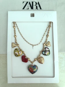 Zara 2025 Pack Of 2 Heart Necklaces Ref 1011/018/303 - Picture 1 of 18