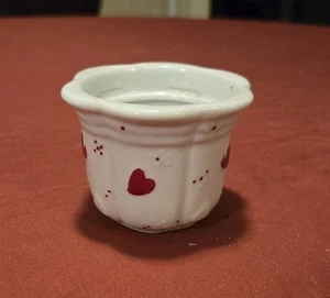 Red Heart And Dots Embossed Ceramic Decor  2.25 Height, 3 Inch Diameter - Picture 1 of 4