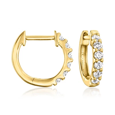 Ross-Simons Lab-Grown Diamond Hoop Earrings in 18k Gold Plate 3/8 inches - Image 1 of 4