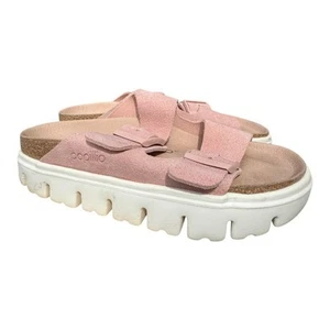 Papillio Birkenstock Arizona Pink Suede Platform Sandal Women size 37 US 6 - Picture 1 of 6