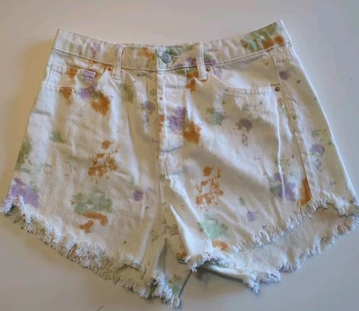 Wild Fable Womens button fly  White Paint Splash Tie Dye Denim Shorts Size 10 - Image 1 of 4