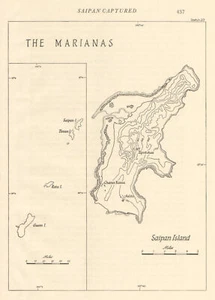 Marianas April-July 1944. World War 2. Saipan Guam. Pacific Ocean 1961 old map - Picture 1 of 1