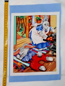 Stoff Patchwork Panel - - Ostern - Hase roter Hose schlafend - Bild 1 von 2