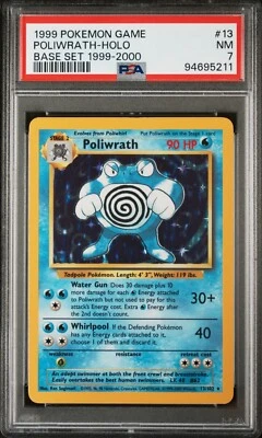 PSA 7 - Pokemon Base Set Poliwrath - 4th Print - 1999-2000 - 13/102 - POP 20 - Image 1 of 2