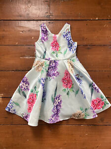 Monsoon Party Dress Age 3, Blue Floral Satin, Occasion, Kids